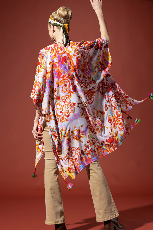 Royal Watercolor Tassel Kimono