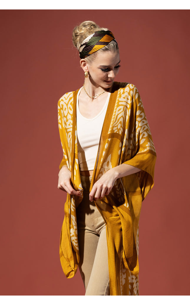 Golden Damask Duster Kimono