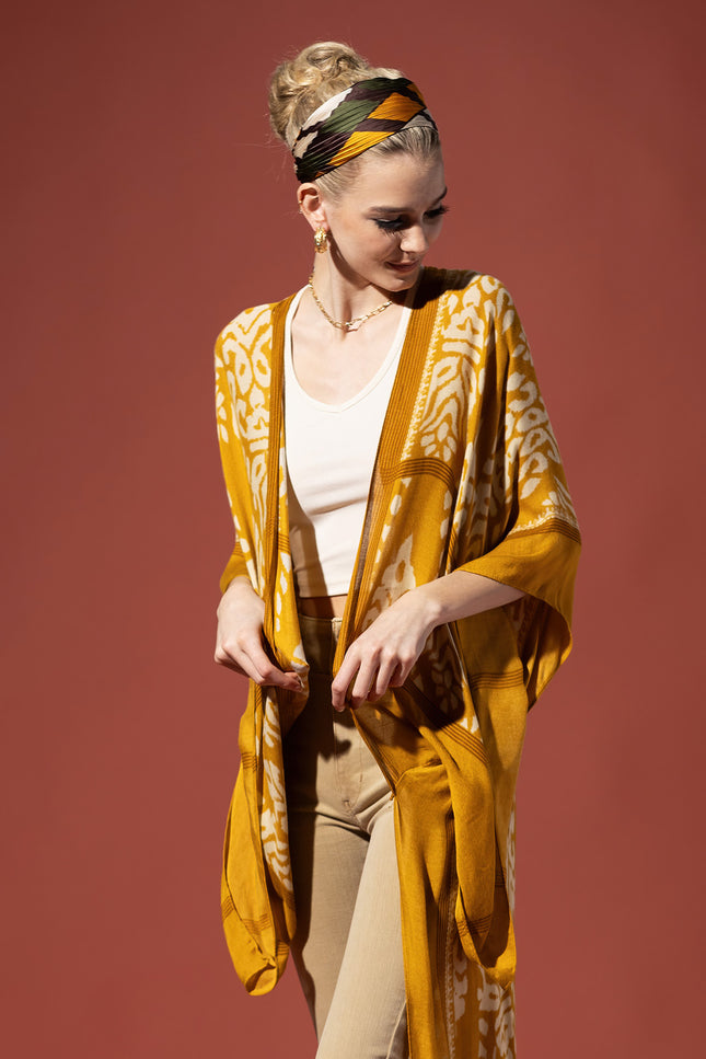 Golden Damask Duster Kimono