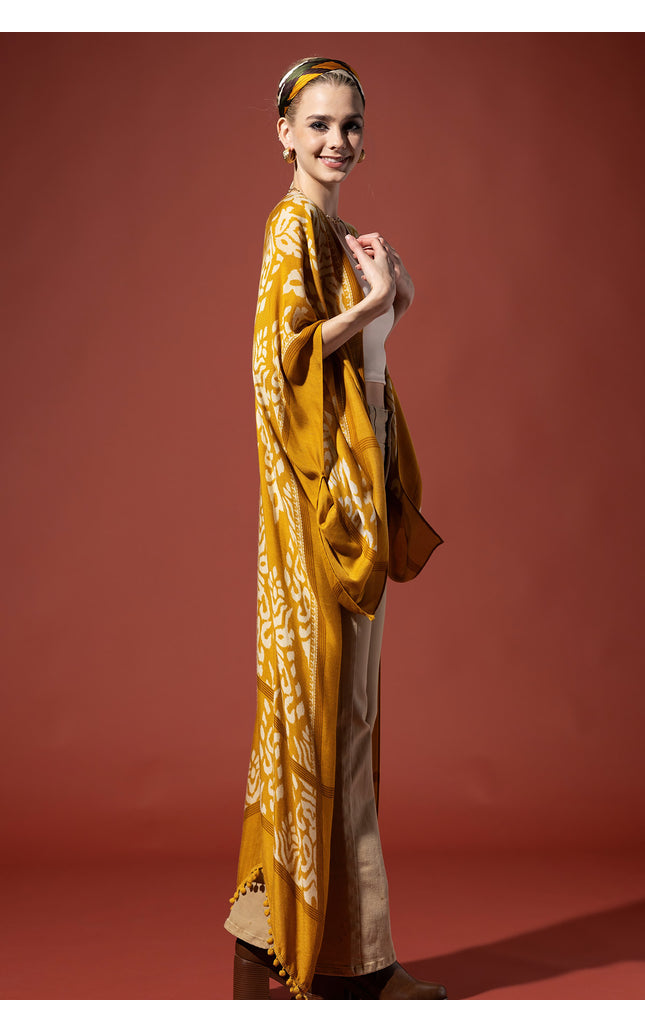 Golden Damask Duster Kimono