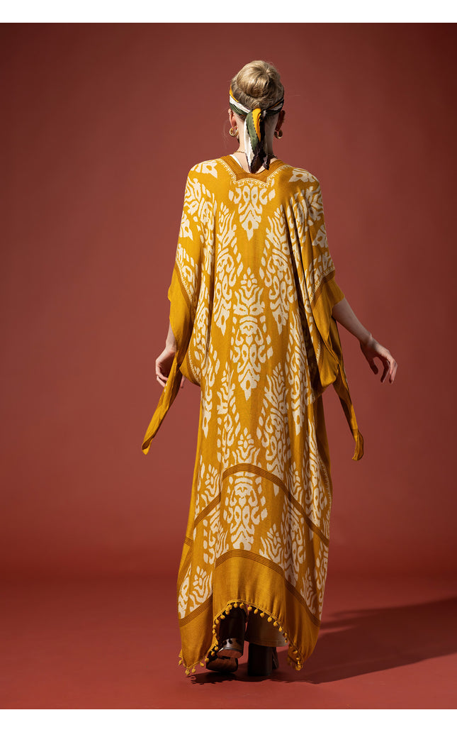 Golden Damask Duster Kimono