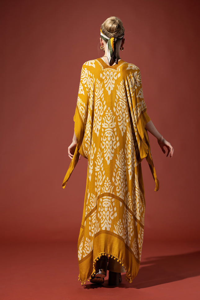 Golden Damask Duster Kimono