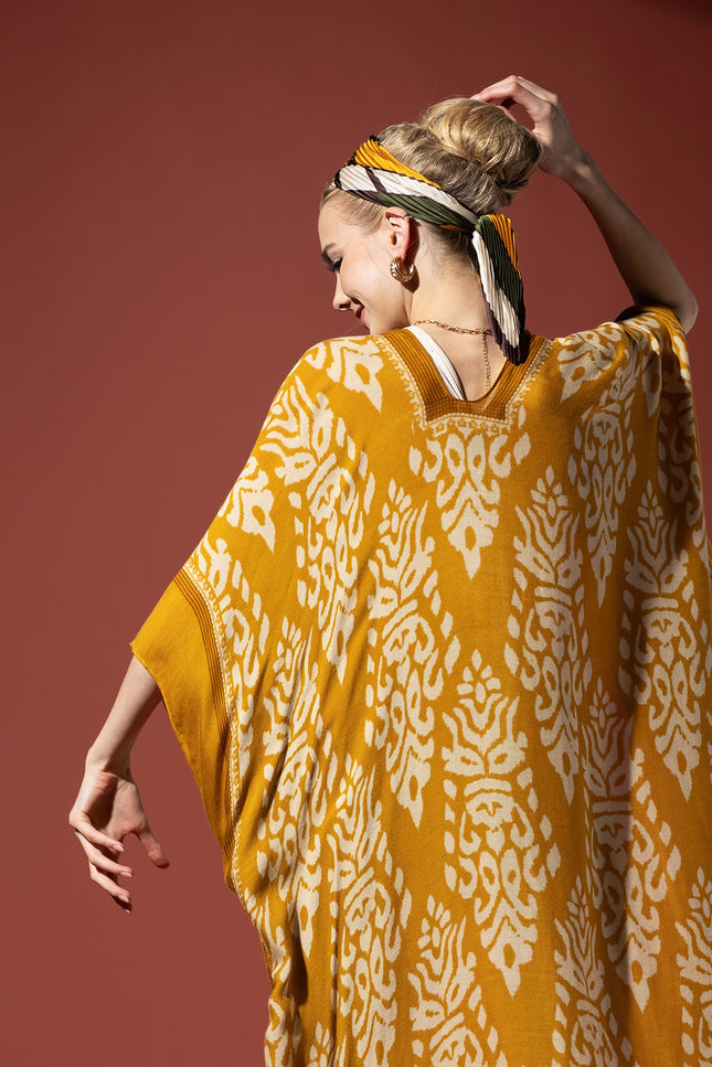 Golden Damask Duster Kimono