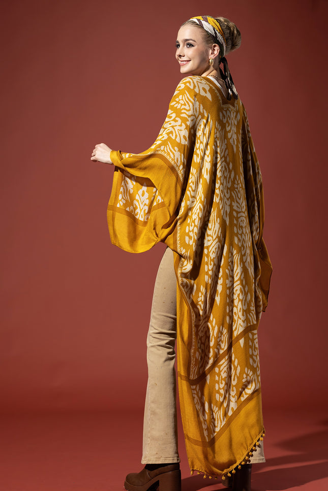 Golden Damask Duster Kimono
