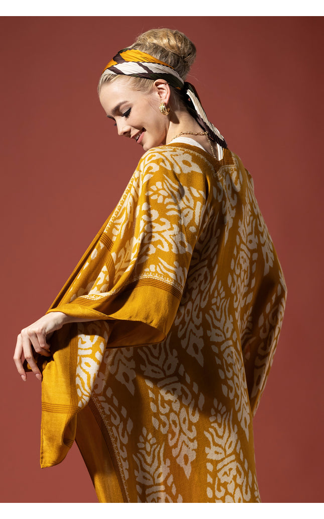 Golden Damask Duster Kimono