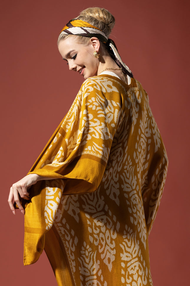 Golden Damask Duster Kimono