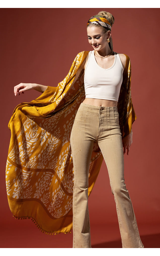 Golden Damask Duster Kimono