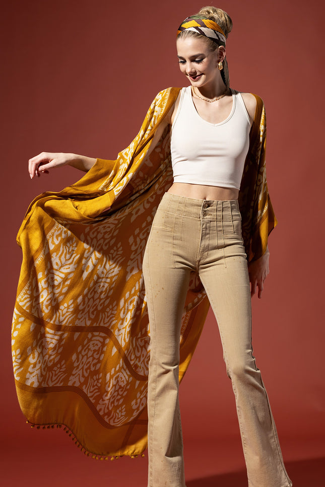 Golden Damask Duster Kimono