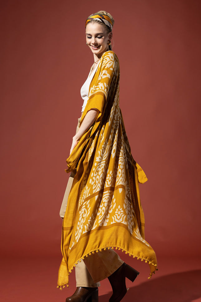 Golden Damask Duster Kimono
