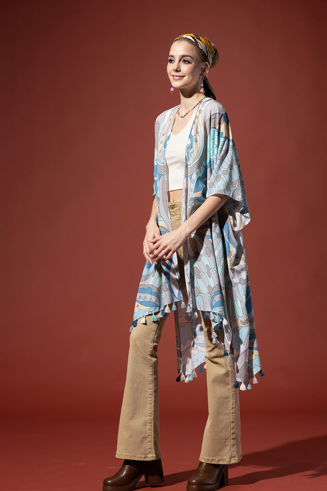 Azure Rhythm Kimono