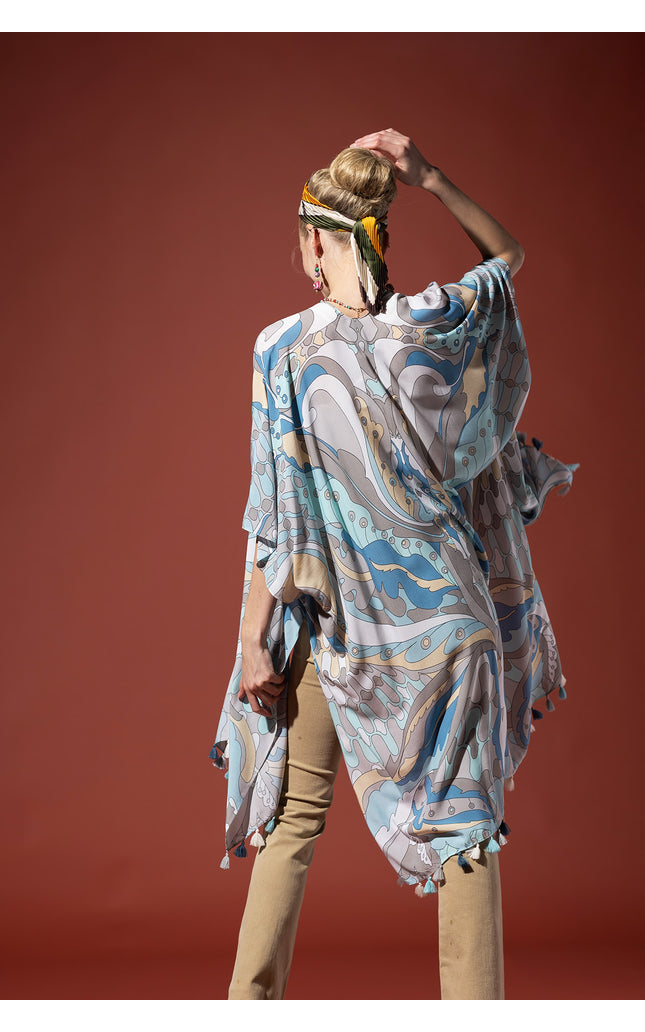 Azure Rhythm Kimono