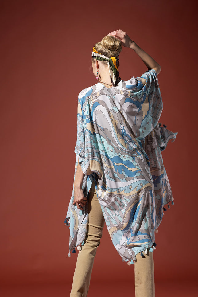 Azure Rhythm Kimono