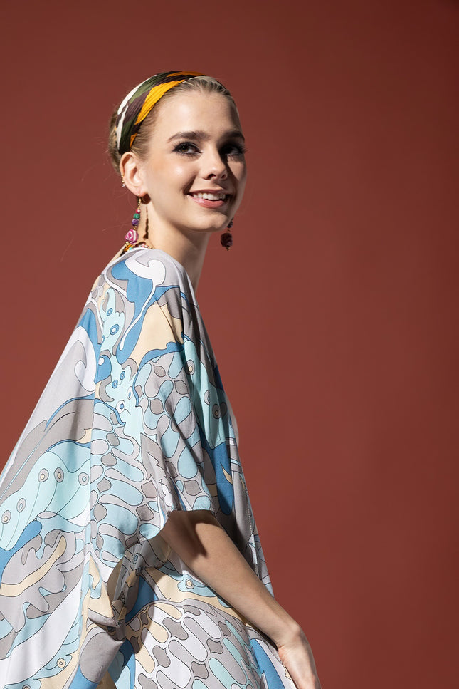 Azure Rhythm Kimono