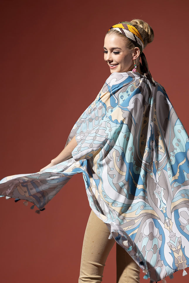 Azure Rhythm Kimono