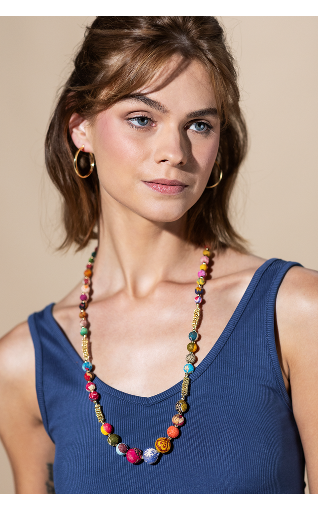 Classic Upcycled Sari Bead Necklace