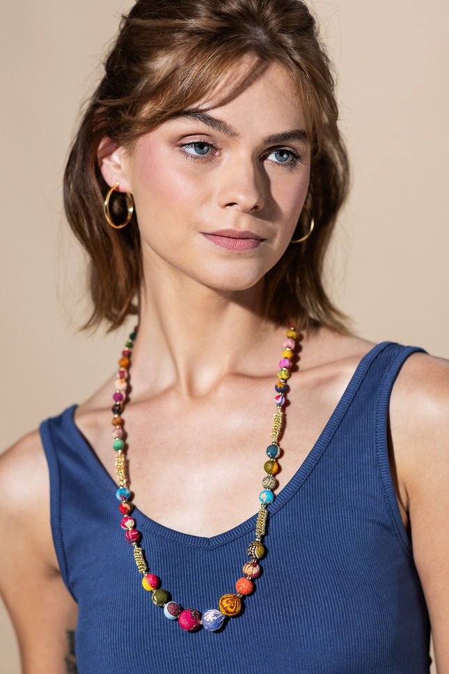 Classic Upcycled Sari Bead Necklace