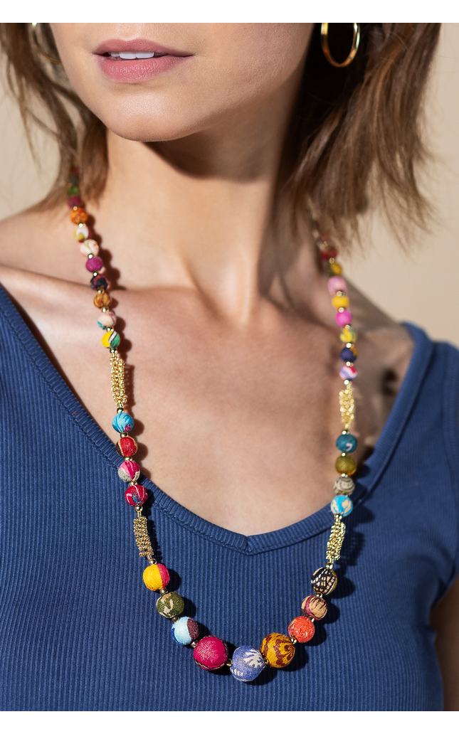 Classic Upcycled Sari Bead Necklace