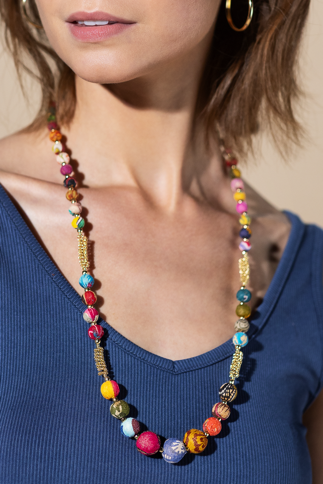 Classic Upcycled Sari Bead Necklace