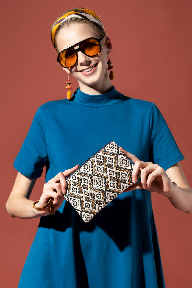 Diamond Dusk Jacquard Clutch
