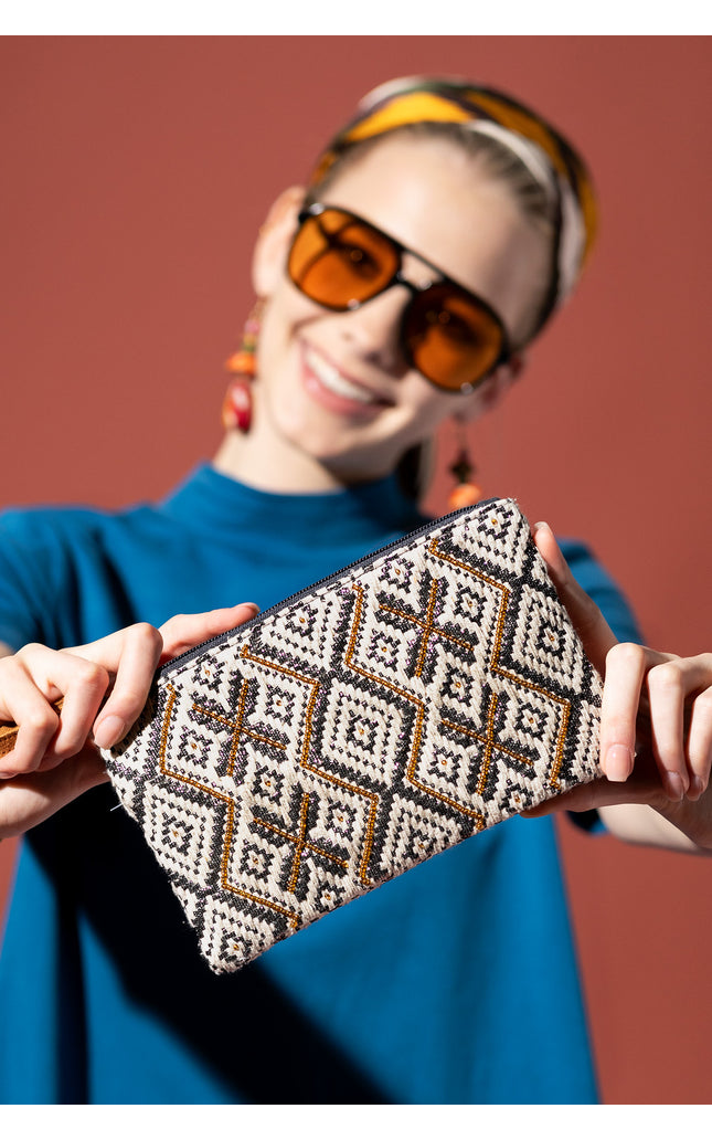 Diamond Dusk Jacquard Clutch