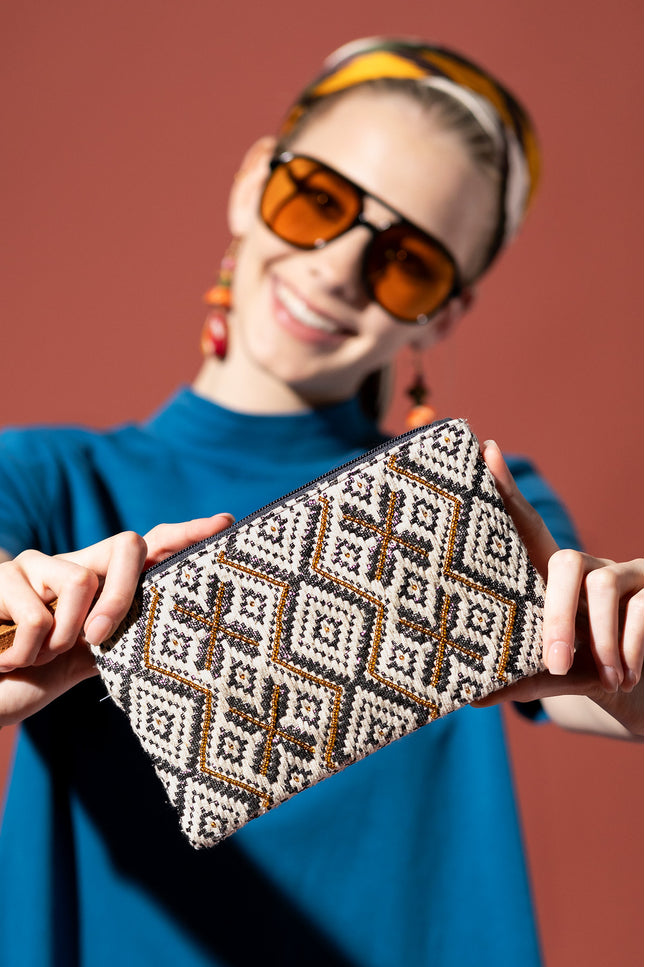Diamond Dusk Jacquard Clutch