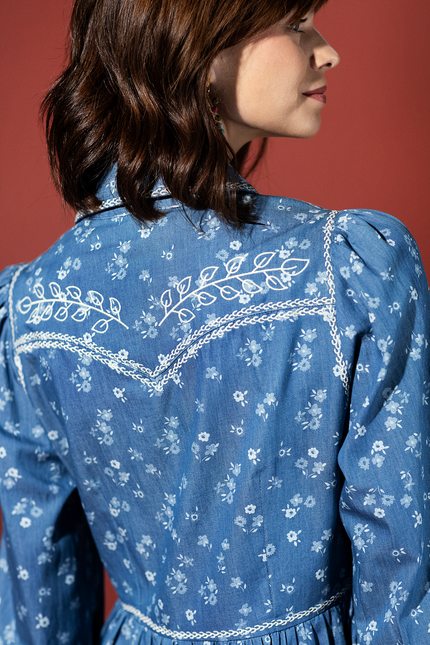 Ditsy Floral Embroidered Button Down