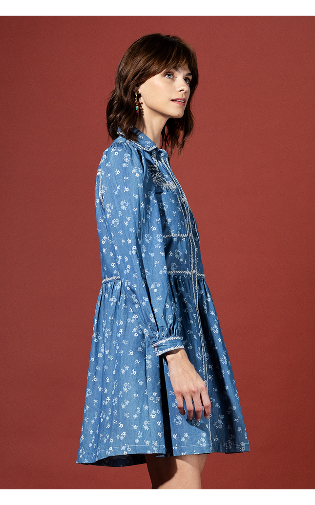 Ditsy Floral Embroidered Button Down