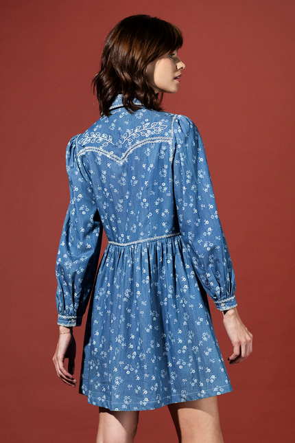 Ditsy Floral Embroidered Button Down