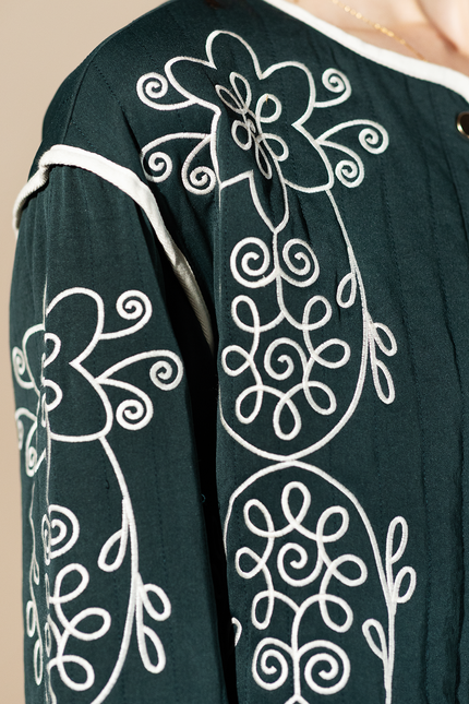 Sage Trail Embroidered Quilted Jacket
