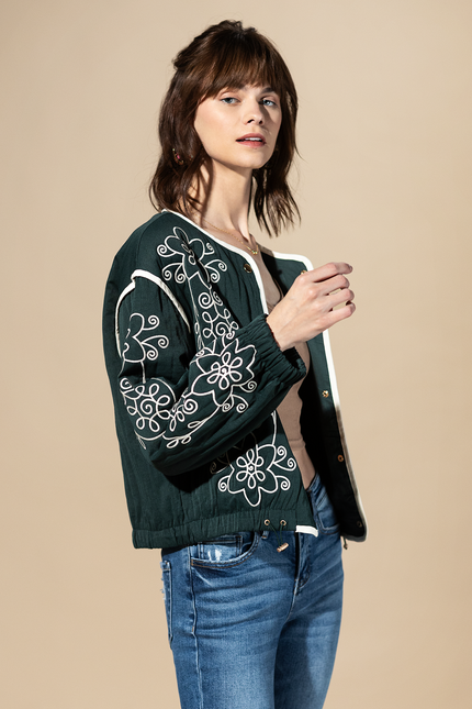 Sage Trail Embroidered Quilted Jacket