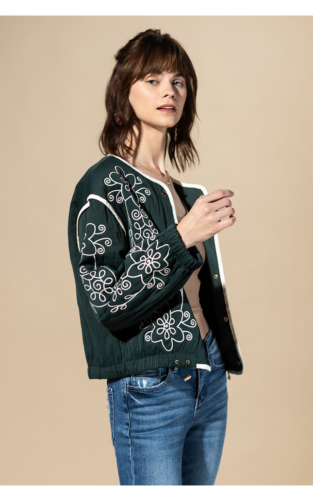 Sage Trail Embroidered Quilted Jacket