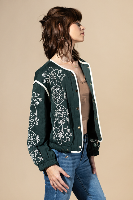 Sage Trail Embroidered Quilted Jacket