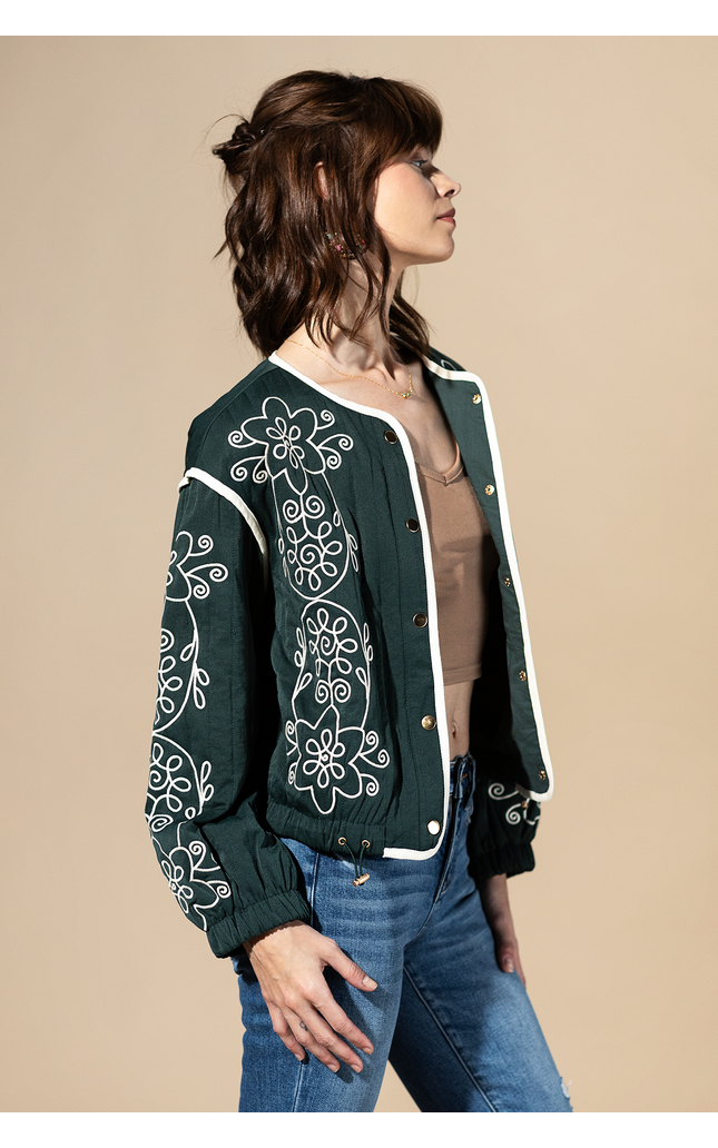 Sage Trail Embroidered Quilted Jacket