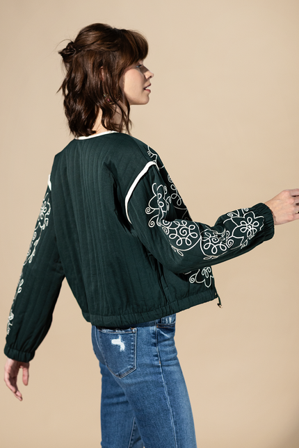 Sage Trail Embroidered Quilted Jacket