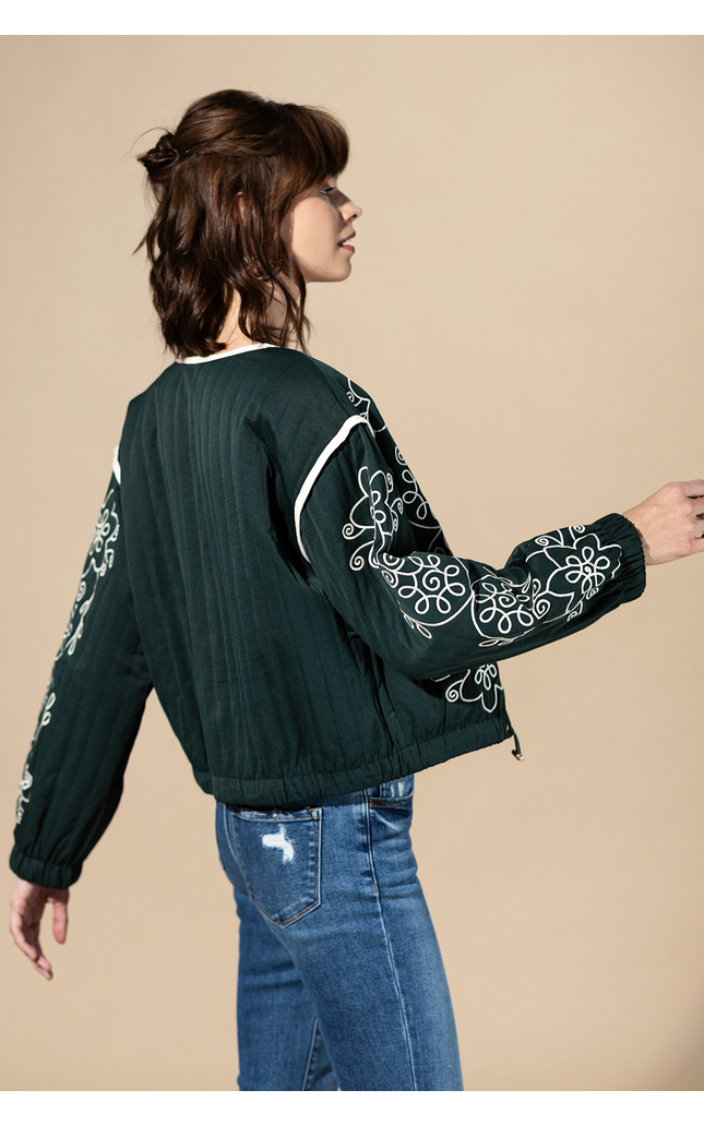 Sage Trail Embroidered Quilted Jacket