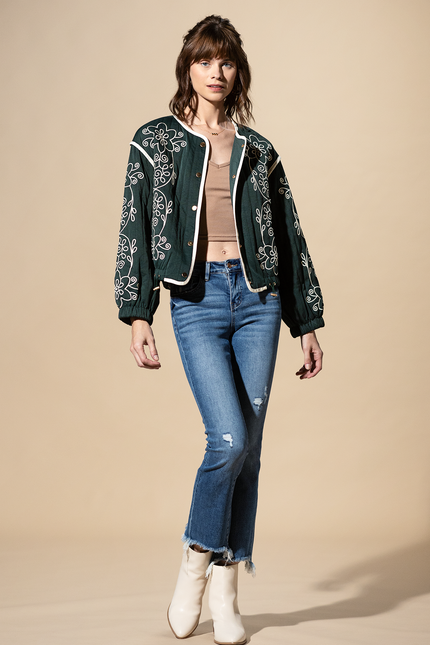 Sage Trail Embroidered Quilted Jacket