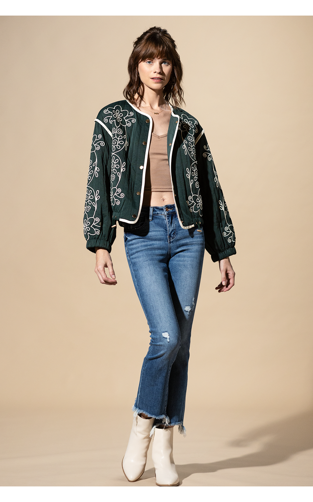 Sage Trail Embroidered Quilted Jacket