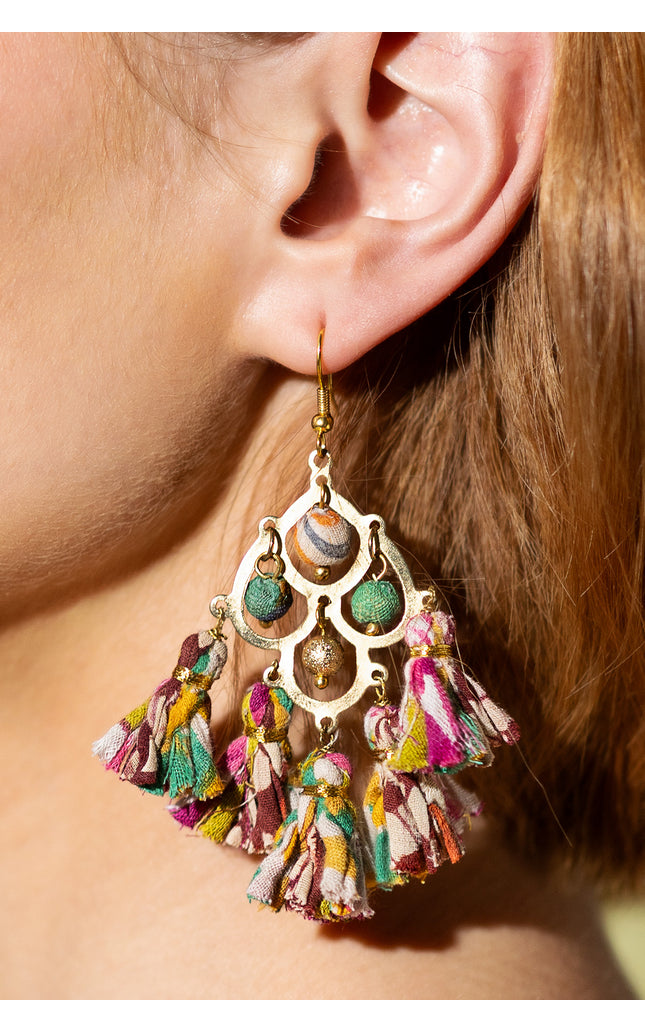 Vibrant Chandelier Tassel Earrings