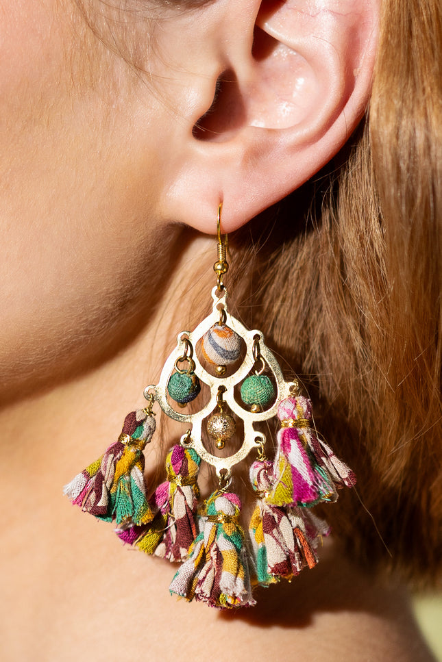 Vibrant Chandelier Tassel Earrings