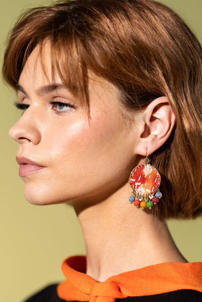 Patchwork Fabric Drop Earrings