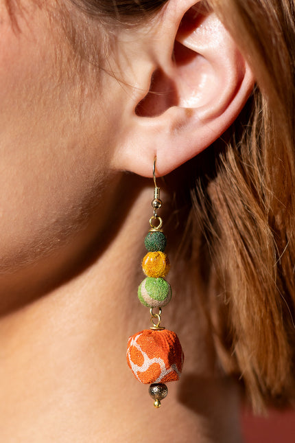 Playful Fabric Beaded Earrings