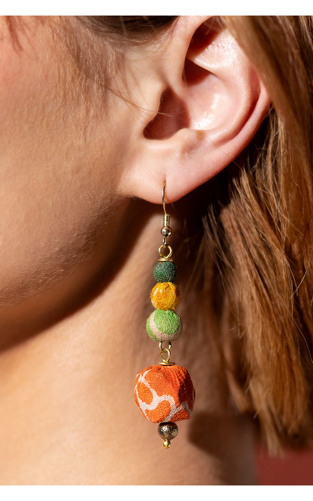Playful Fabric Beaded Earrings