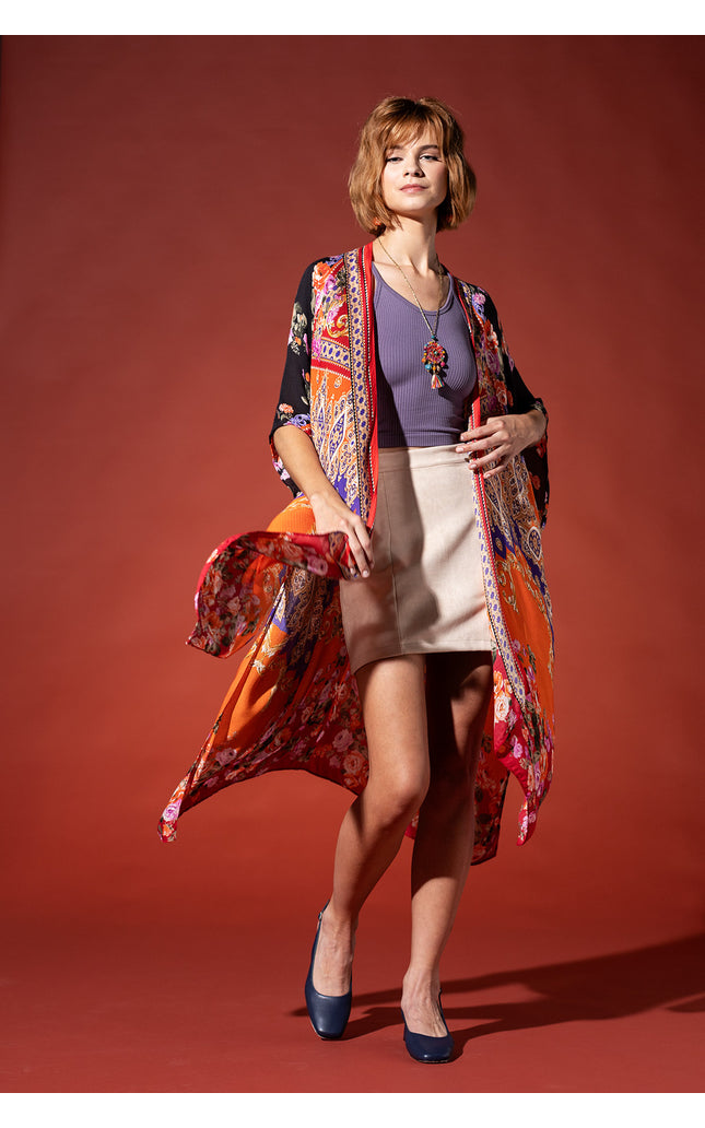 Regal Floral Jacquard Kimono