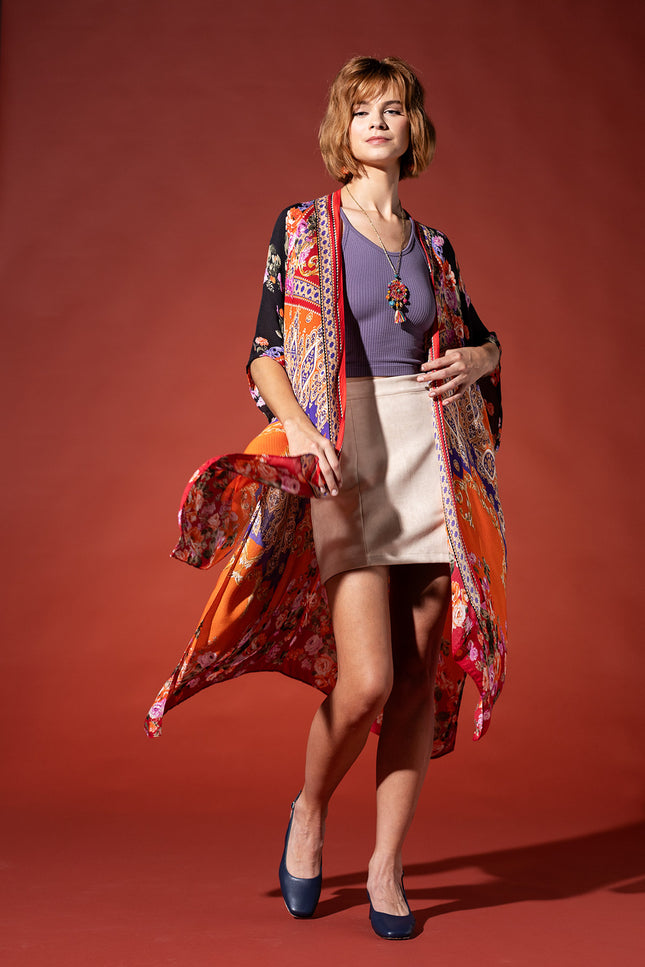 Regal Floral Jacquard Kimono