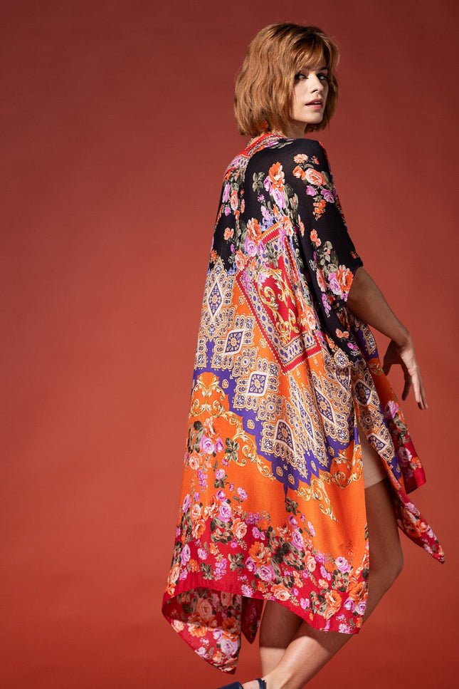 Regal Floral Jacquard Kimono