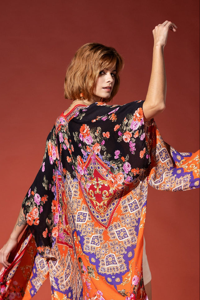 Regal Floral Jacquard Kimono