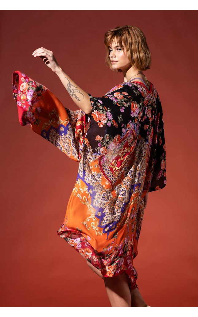 Regal Floral Jacquard Kimono