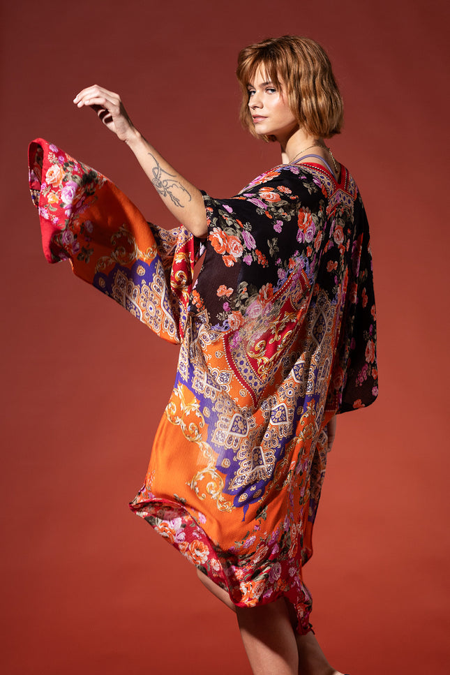 Regal Floral Jacquard Kimono