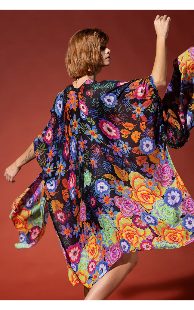 Vibrant Bloom Jacquard Kimono