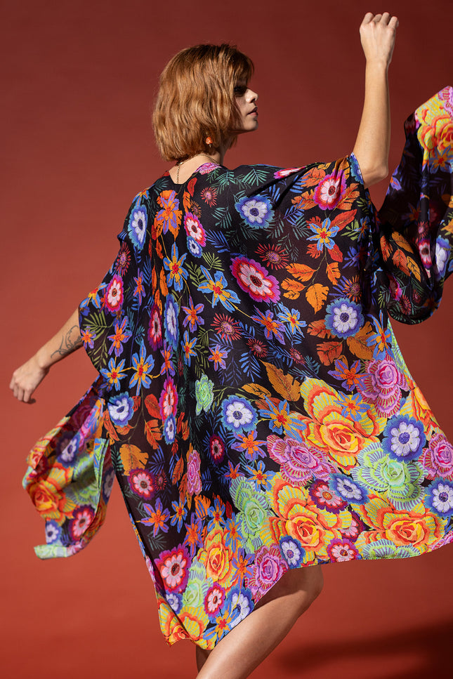 Vibrant Bloom Jacquard Kimono
